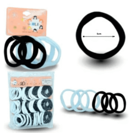 V - 021 liga licra NEGRA Y BLANCA 5cm set 6pzas C/12 YY5C