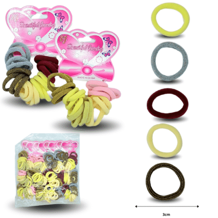 V - 023 liga licra 3cm set 20 pzas AMARILLO ROSA Y VINO C/12 EO287
