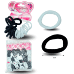 V - 023 liga licra 3cm set 20 pzas BLANCA Y NEGRA C/12 EO287
