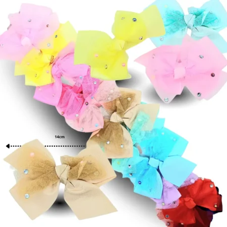 X - 008 moño en tira organza con brillos C/12 HT-3331