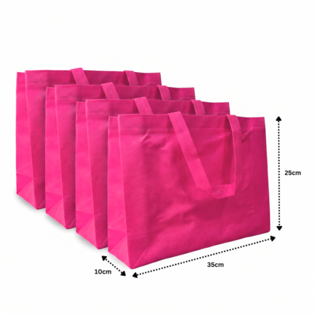 B - 027 - 3 bolsa ecologica asa 35x25x10cm ROSA C/50 KM693-6F-1