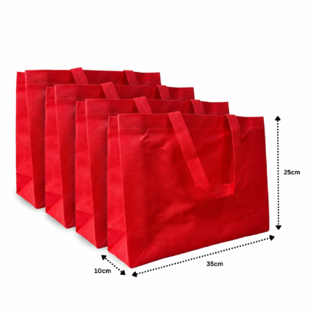 B - 027 - 4 bolsa ecologica asa 35x25x10cm ROJO C/50 KM693-6F-1