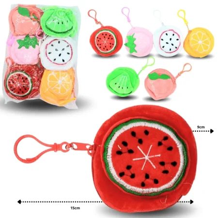 B - 004 monedero frutal peluche con arnes C/12 HMV-42