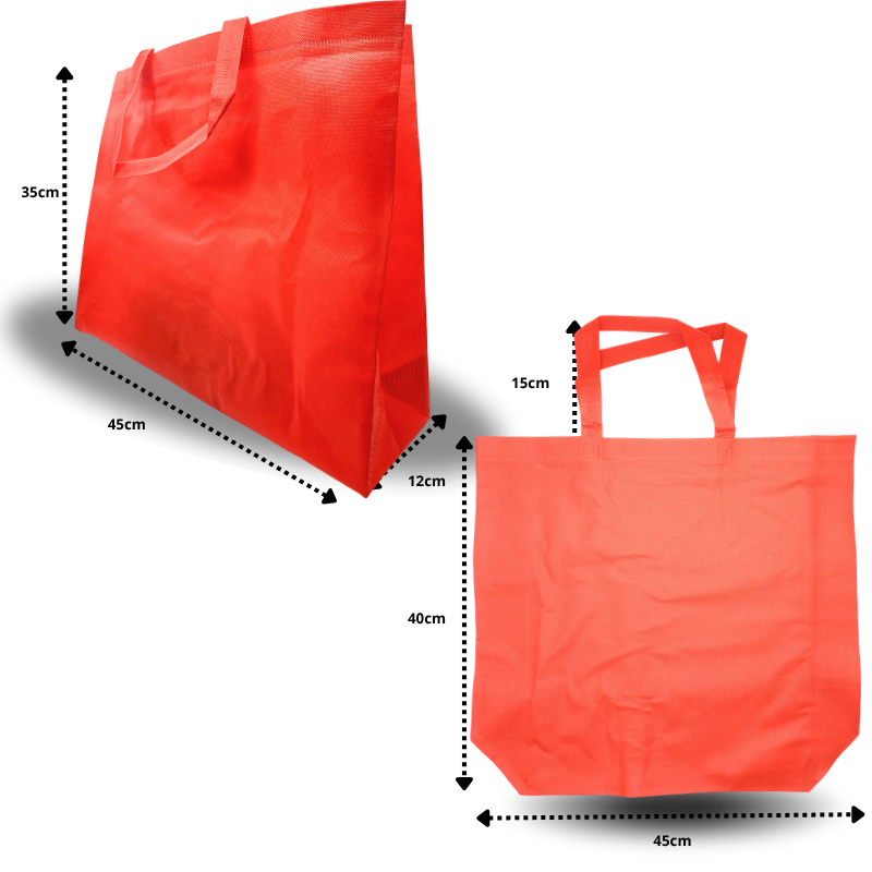 B - 029 bolsa ecológica con asa un solo color por paquete ROJO 35x45x12cm C50 KM693-6F-3