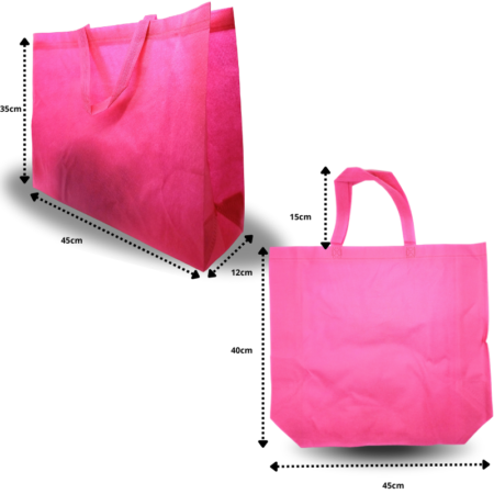 B - 029 bolsa ecológica con asa un solo color por paquete ROSA MEXICANO 35x45x12cm C/50 KM693-6F-3