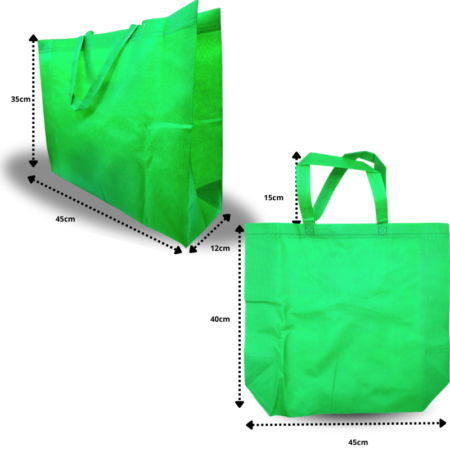 B - 029 bolsa ecológica con asa un solo color por paquete VERDE 35x45x12cm  C/50 KM693-6F-3