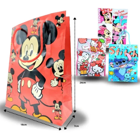 B - 038 bolsa de regalo surtida personajes mickey stitch, kitty C/12 26G16