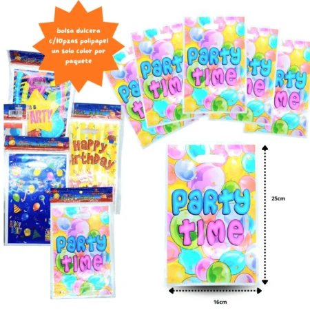 B - 058 bolsa dulcera set 10 pzas decorada C/12 ZA-2023D