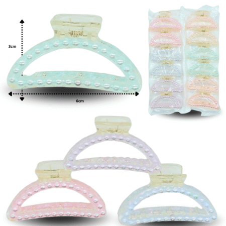 F - 045 pinza de cabello 6cm arco perla C/12 TA-1538-2