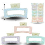F – 045 pinza de cabello 6cm rectángulo perla C12 TA-1538-2