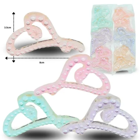 F - 045 pinza de cabello 8cm corazón perla C/12 TA-1538-2