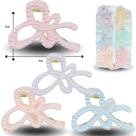 F - 045 pinza de cabello 8cm mariposa perla C/12 TA-1538-2