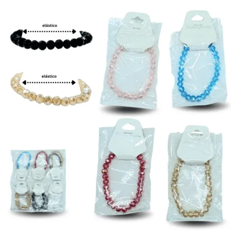 K - 016 pulsera cristales elásticos C/12 XLG-44