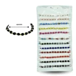 K - 034 pulsera hilo ajustable cristales y cuentas cuadradas C/12 26F-96