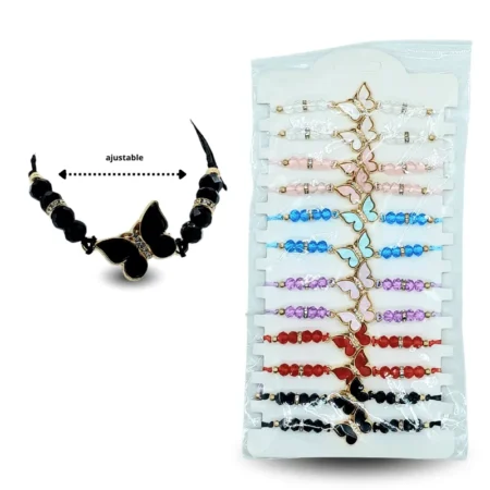 K - 035 pulsera hilo ajustable mariposa C/12 26F-96