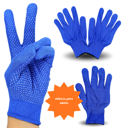 O - 088 guantes trabajo con puntos antiderrapante  AZUL C/12 KM829-3F-1