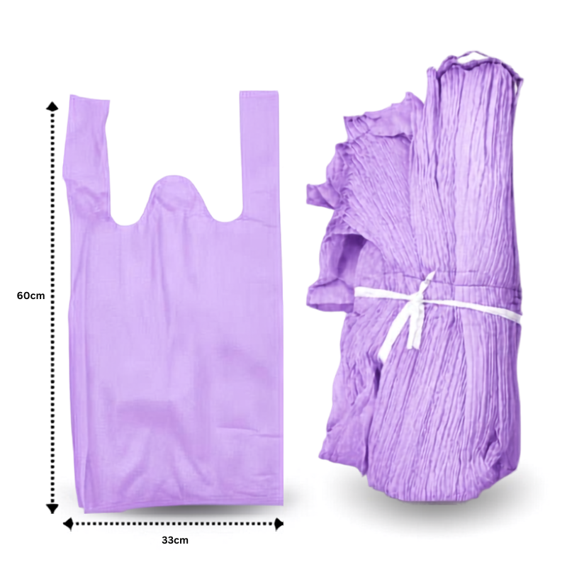 B - 034 bolsa ecológica tipo camiseta LILA 33x60cm C50 KM693-6F-6