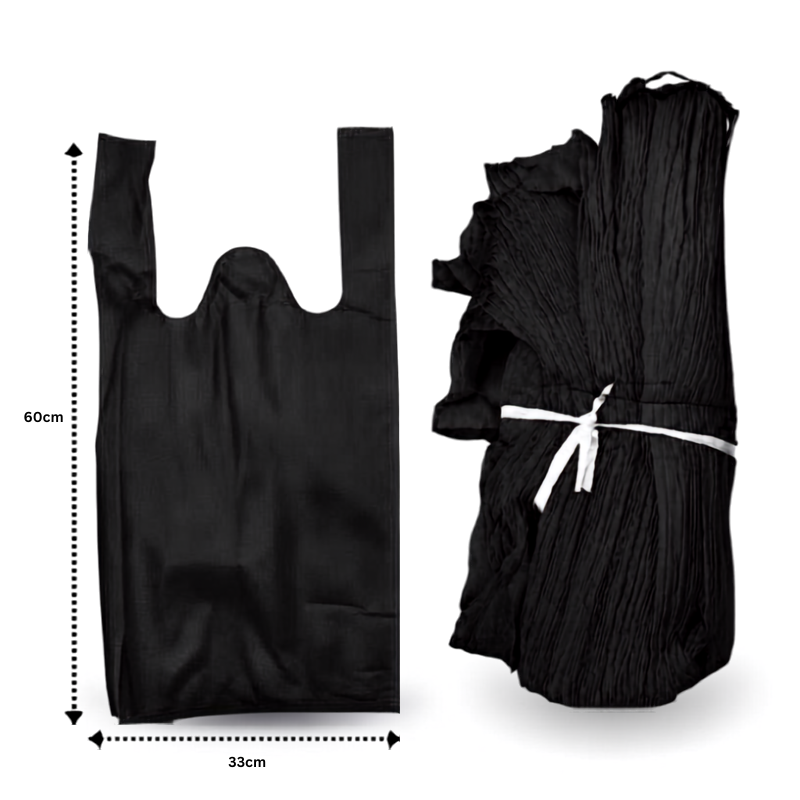 B - 034 bolsa ecológica tipo camiseta NEGRA 33x60cm C50 KM693-6F-6 (copia)