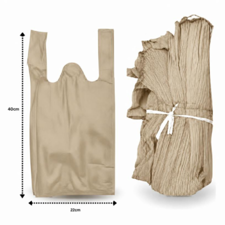 B - 095 bolsa tipo camiseta 22x40cm ARENA C/50 7F-13 o 6F-4