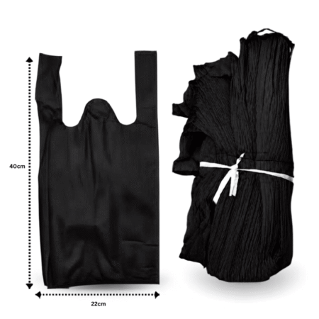 B - 095 bolsa tipo camiseta 22x40cm NEGRO C/50 7F-13