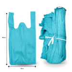 B – 096 bolsa ecológica tipo camiseta AZUL TURQUEZA 23x40cm C50 7F-14