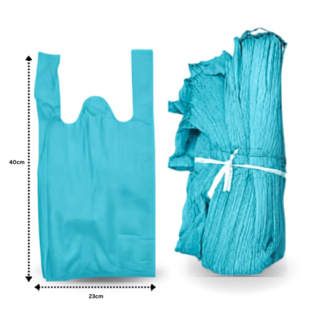 B - 096 bolsa ecológica tipo camiseta AZUL TURQUEZA 23x40cm C/50 7F-14