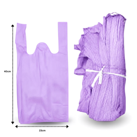 B - 096 bolsa ecológica tipo camiseta LILA 23x40cm C/50 7F-14
