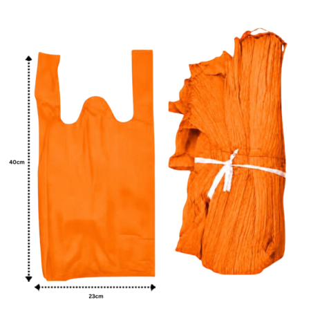 B - 096 bolsa ecológica tipo camiseta NARANJA 23x40cm C/50 7F-14