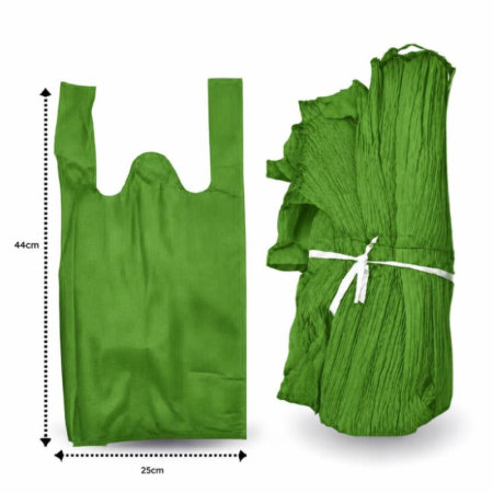 B - 458 bolsa ecologica camiseta VERDE CESPED 25x42cm C/50 B2542