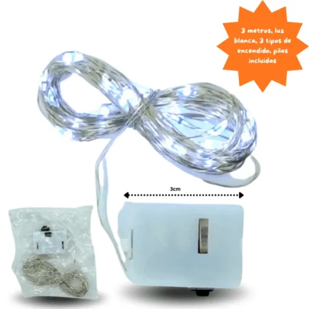 D - 004 alambre luz led 3 m blanca C/10 26N-68