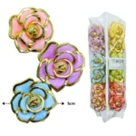 F - 090 pinza flor con bordes dorados colores surtidos C/12 HT-4338
