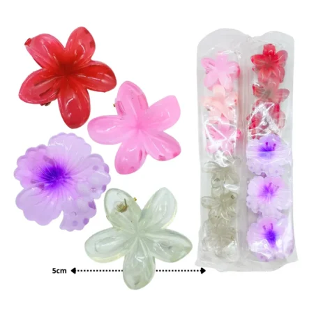 F - 091 pinzas flor de loto hawaiianas surtidas C/12 HT-3907