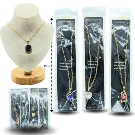 S - 006 collar dijes piedras C/12 3776