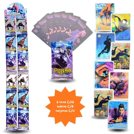 T - 105 tarjetas coleccionables 3tiras de 12 sobres con 8 tarjetas SPIDERMAN C/36 26-C52