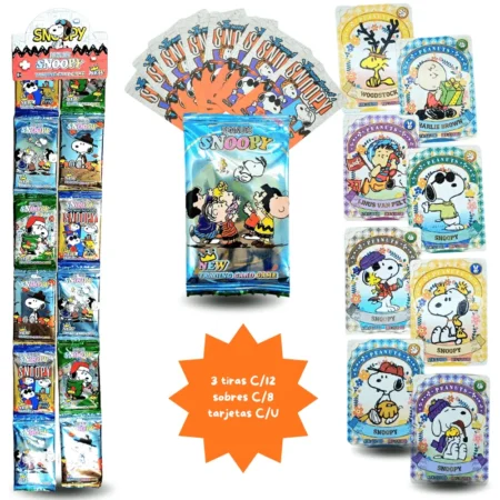 T - 107 tarjetas coleccionables 3 tiras de 12 sobres con 8 tarjetas SNOOPY  C/36 26-C36