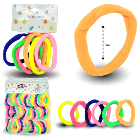 V - 006 liga licra NEON una sola combinación 6 cm set 6 pzas C/12 26L-1