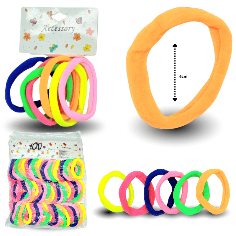 V - 006 liga licra NEON una sola combinación 6 cm set 6 pzas C12 26L-1