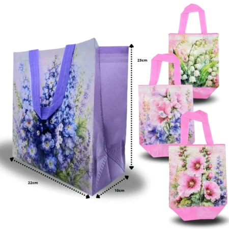 B - 023 bolsa plastificada flores 23x22x10 C/12 XH8356
