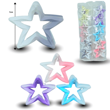 F - 001 pinza estrella hueca mate color degradado 7cm C/12 XH8294