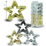 F - 006 pinza estrella hueca acabado metálico plata,dorada y onix C/12 XH8295