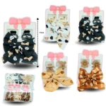 J - 004 pico moño estampado con par de pinza mini set 3 pzas C/12 2606j-1