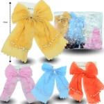 J - 039 pico moño organza con perlas C/12 HT-4802