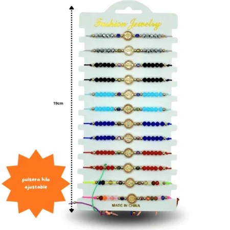 K - 012 pulsera hilo en tira ajustable san benito C/12 26H63