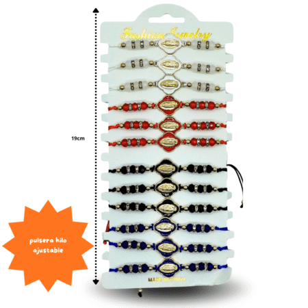 K - 016 pulsera hilo ajustable en tira cristales virgen C/12 26H69