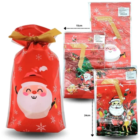 N - 011 bolsa polipapel con liston aguinaldo navideño 15x24cm  C/50 ZA-2022