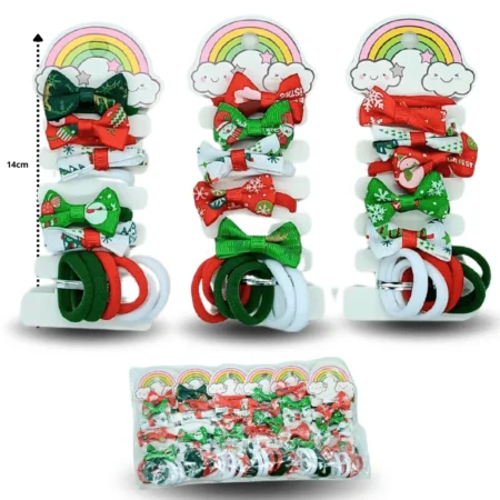 N - 023 pico moño mini decorado navideño con liga licra C/12 HT-5747