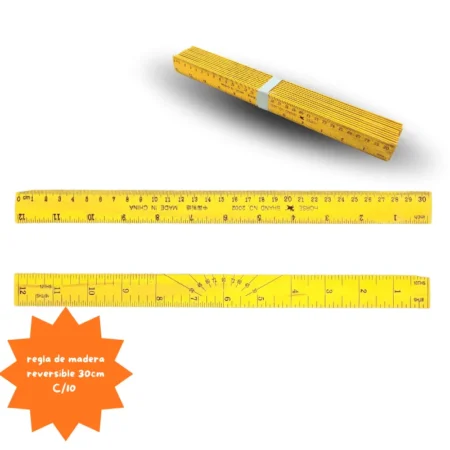 P - 204 regla de madera 30cm reversible C/10 PAP-F2516