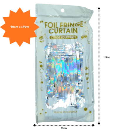 PA - 002 cortina  PLATA HOLOGRAFICA 90cm x1.90m C/10 G5101