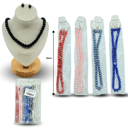 S - 003 collar perlas con par de aretes COLORES set 3 pzas C/12 XH4006